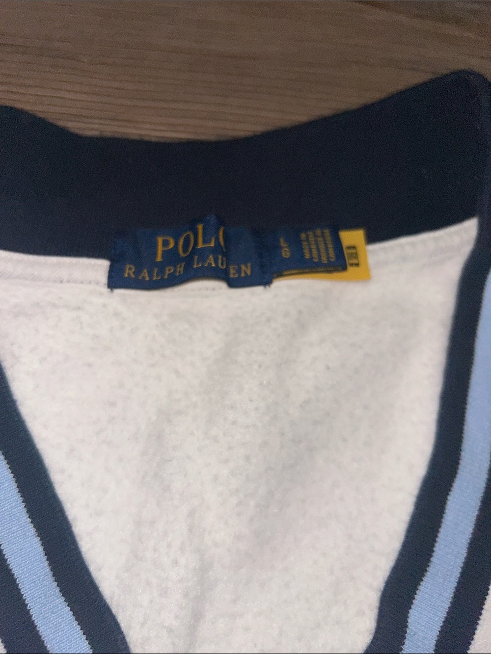 Polo by Ralph Lauren White V-Neck Pullover with Navy & Light Blue Trim - Picture 4 of 11